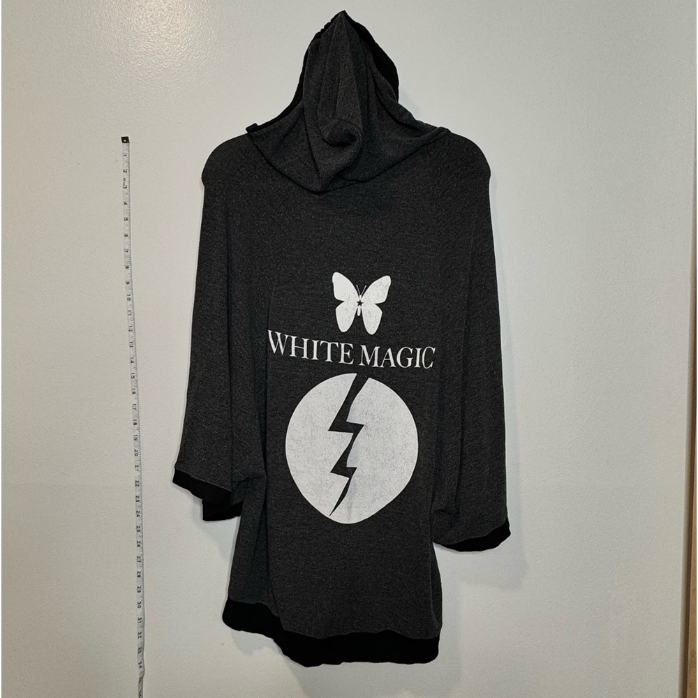 EUC Wildfox xs white magic long oversized hoodie poncho- belled sleeved black